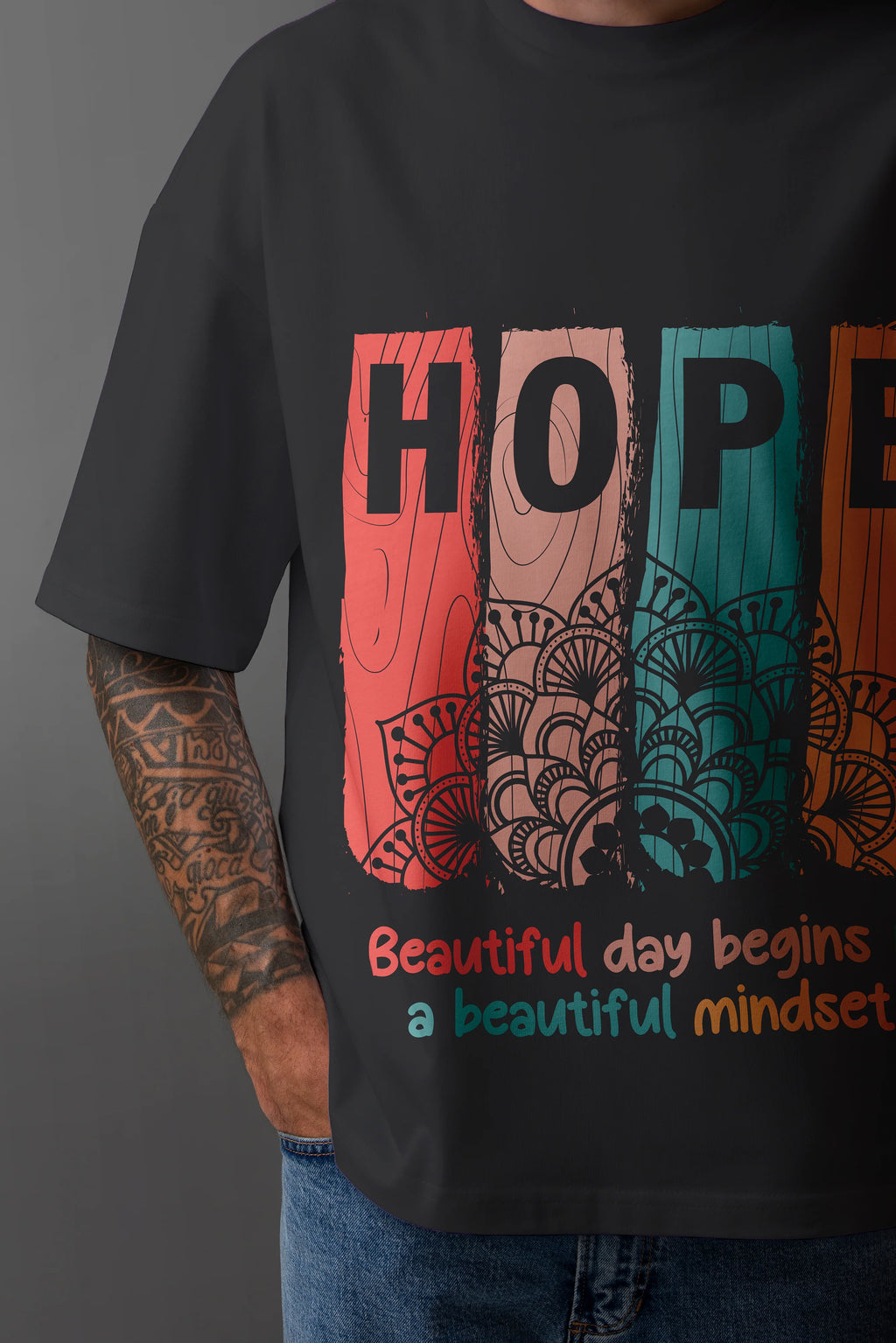 Men's Graphic Oversized Cotton T-shirt : Hope