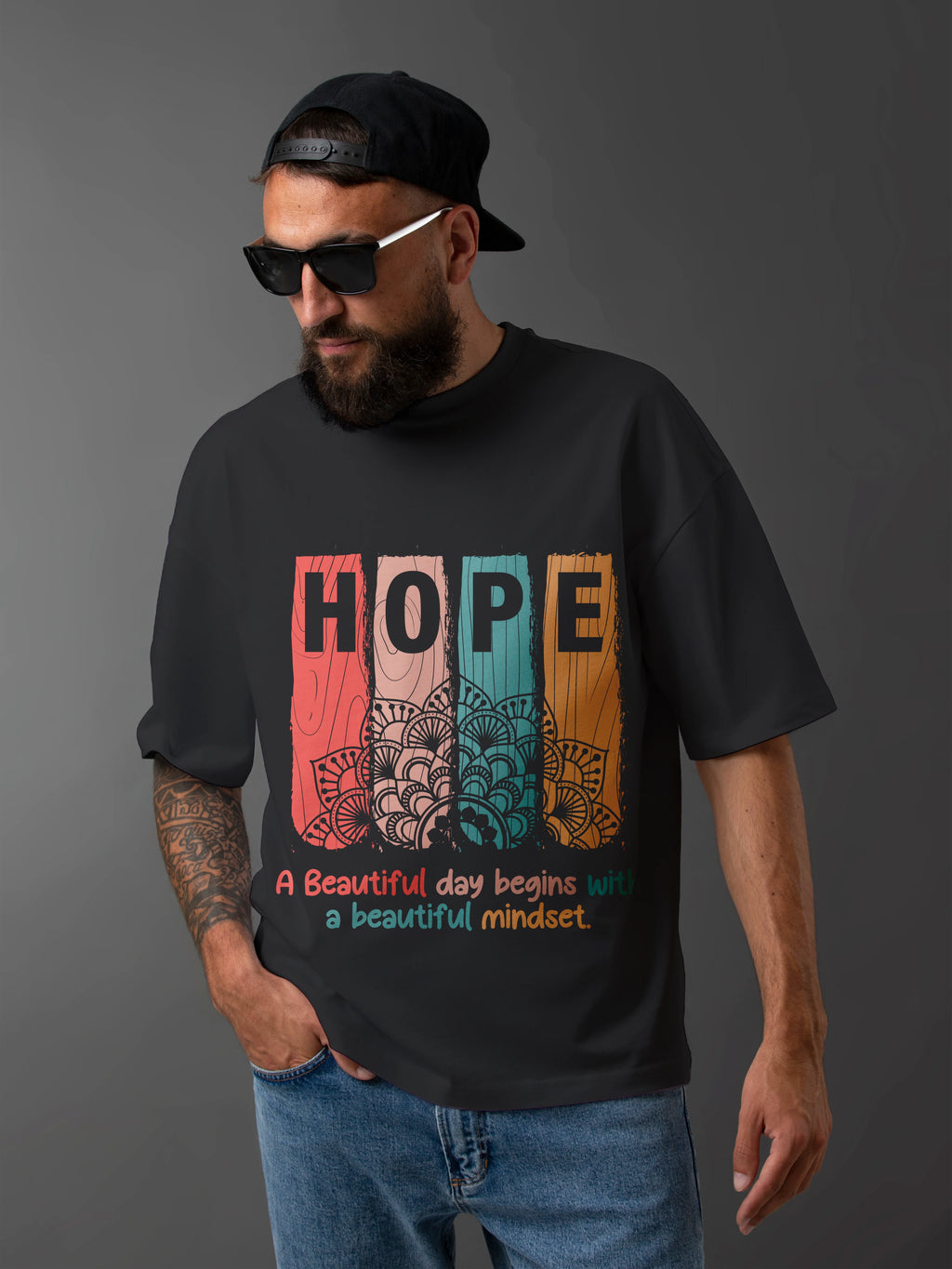 Men's Graphic Oversized Cotton T-shirt : Hope
