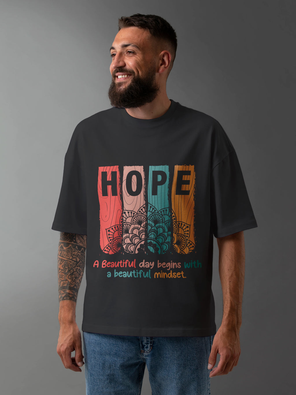 Men's Graphic Oversized Cotton T-shirt : Hope