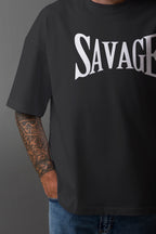 Men's Graphic Printed Oversized Cotton T-shirt: SAVAGE