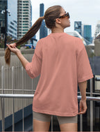 Women's Printed Mystical Soul Oversized Onion Pink Cotton T-shirt