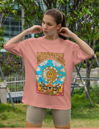 Women's Printed Mystical Soul Oversized Onion Pink Cotton T-shirt