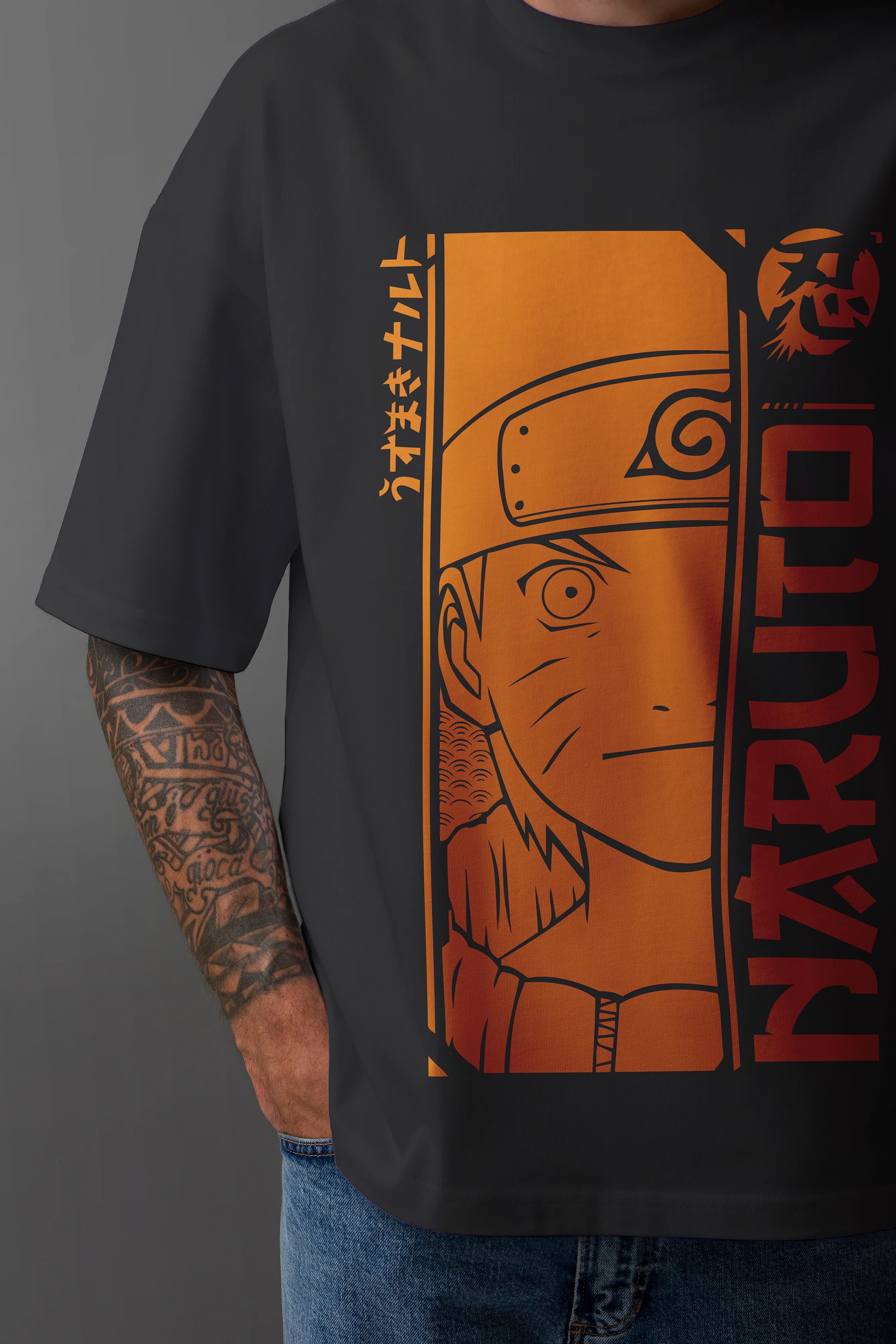 Men's Graphic Printed Oversized Cotton T-shirt : NARUTO ANIME