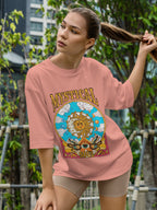 Women's Printed Mystical Soul Oversized Onion Pink Cotton T-shirt