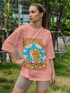Women's Printed Mystical Soul Oversized Onion Pink Cotton T-shirt