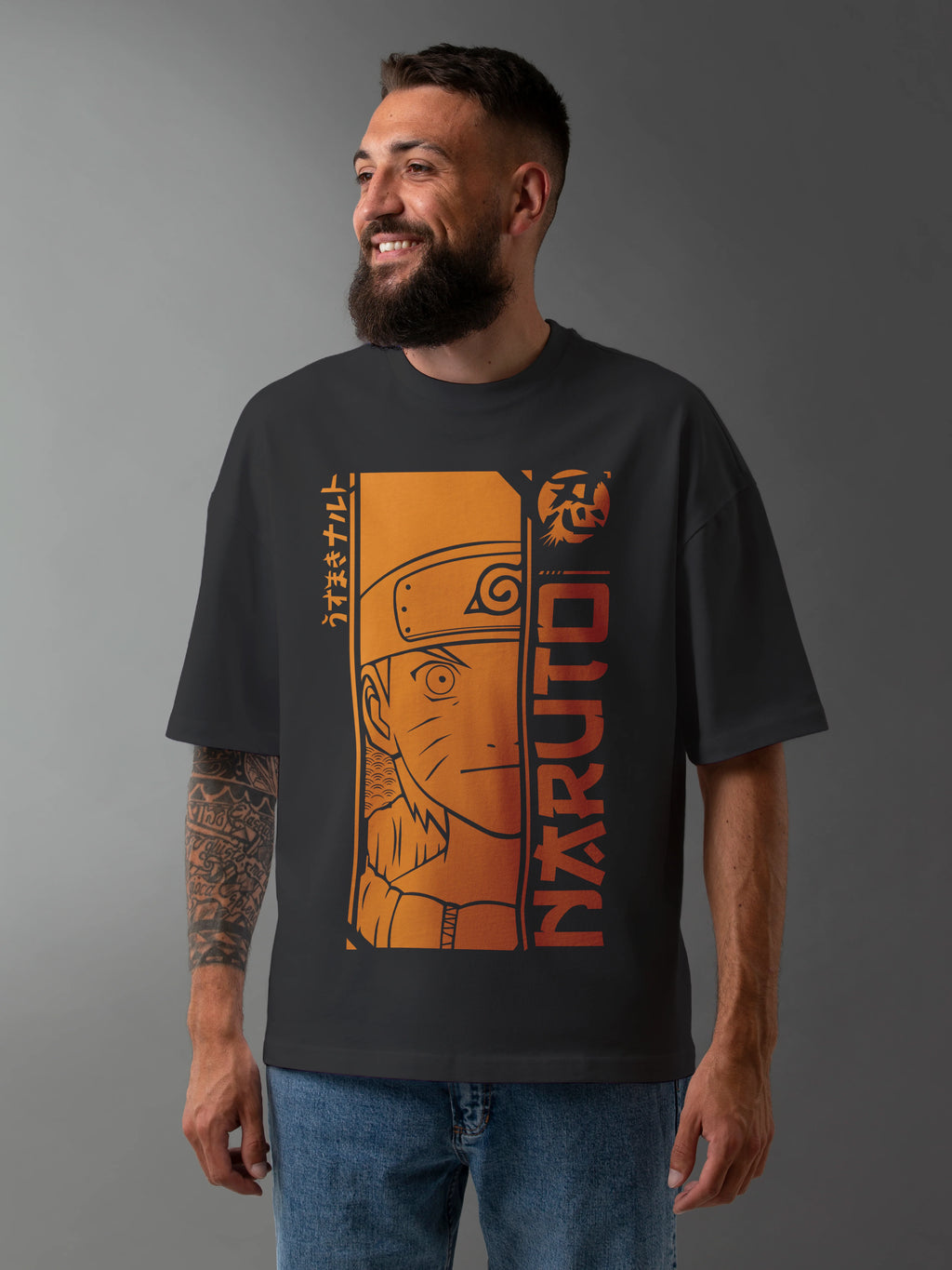Men's Graphic Printed Oversized Cotton T-shirt : NARUTO ANIME