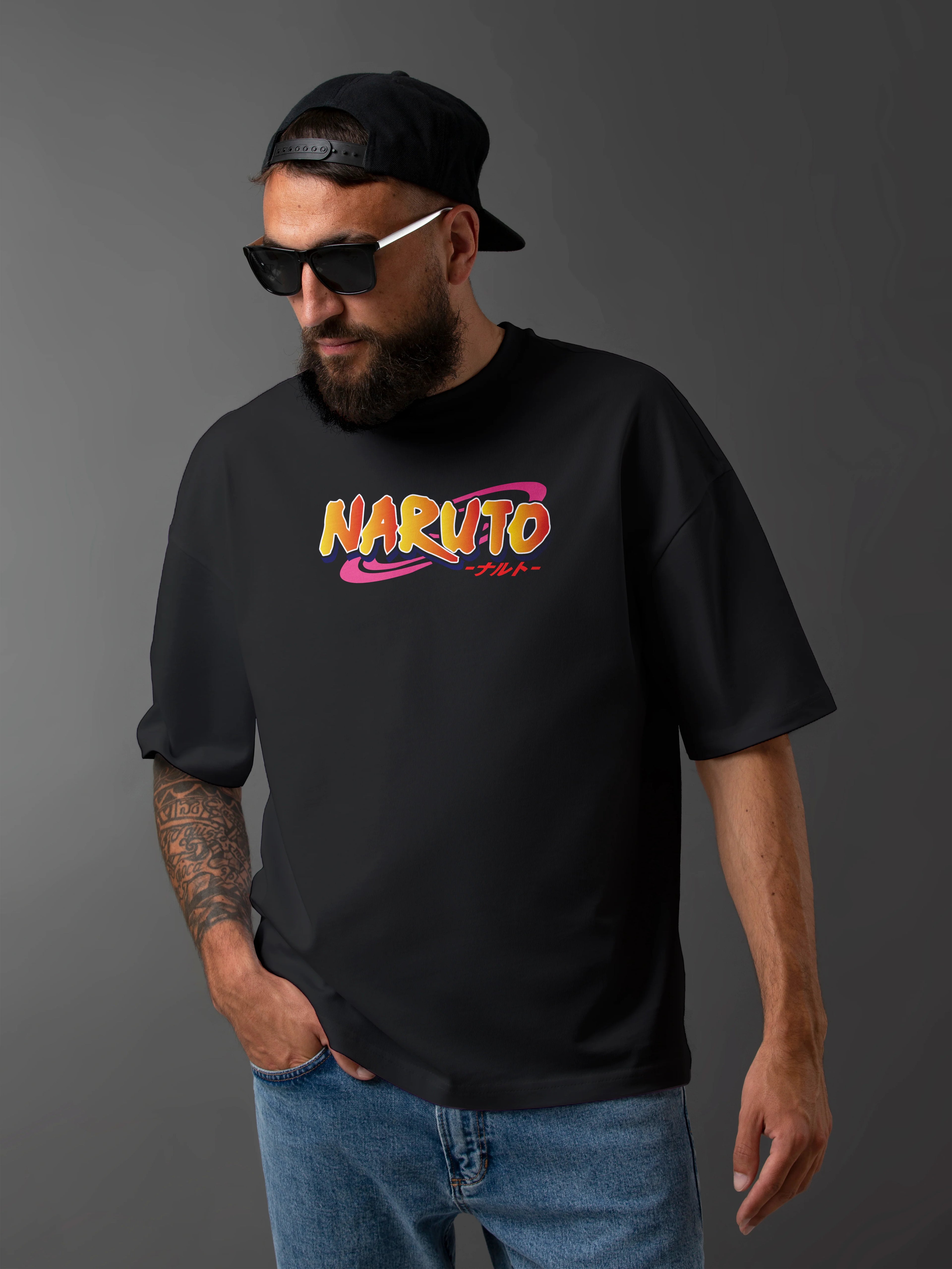 Men's Graphic Printed Oversized Cotton T-shirt : NARUTO ANIME