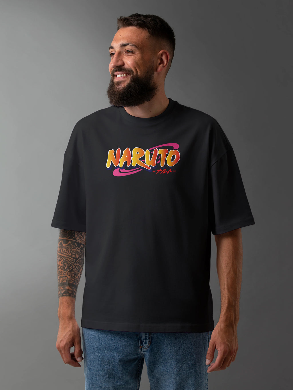 Men's Graphic Printed Oversized Cotton T-shirt : NARUTO ANIME