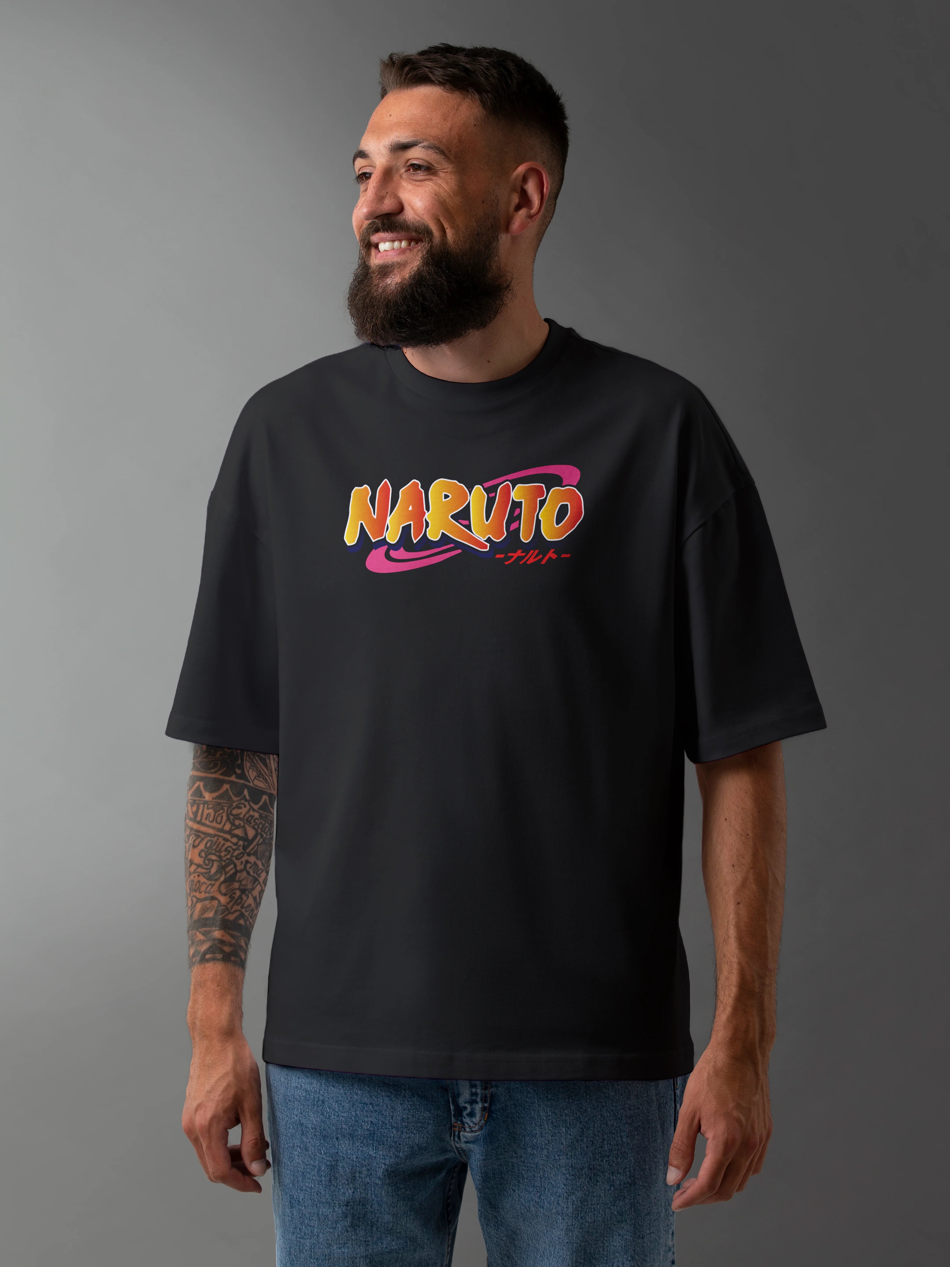 Men's Graphic Printed Oversized Cotton T-shirt : NARUTO ANIME