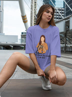 Women's She Believed Quote Printed Oversized Lavender Cotton T-shirt