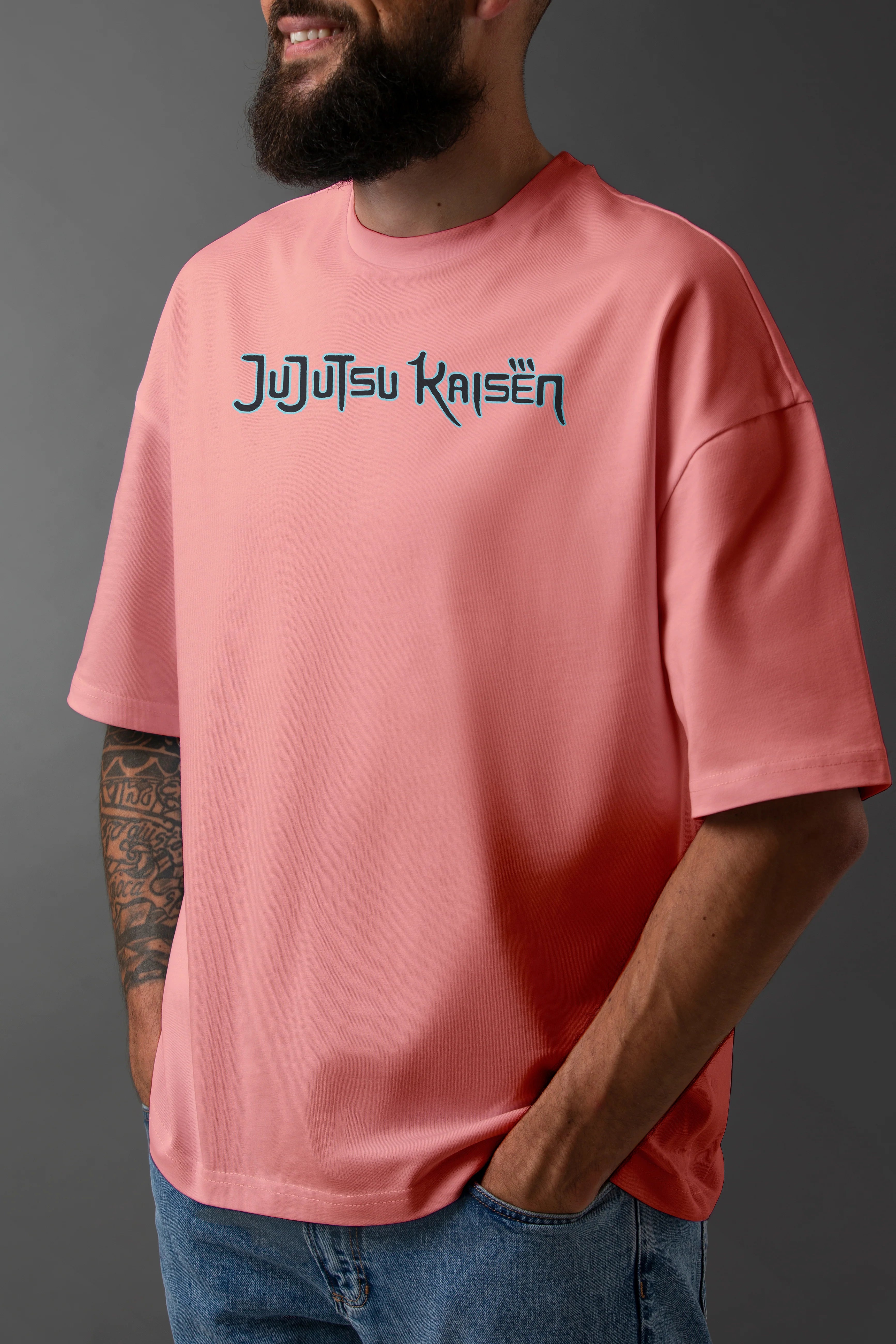 Men's Graphic Printed Oversized Cotton T-shirt: Jujutsu Kaisen Anime