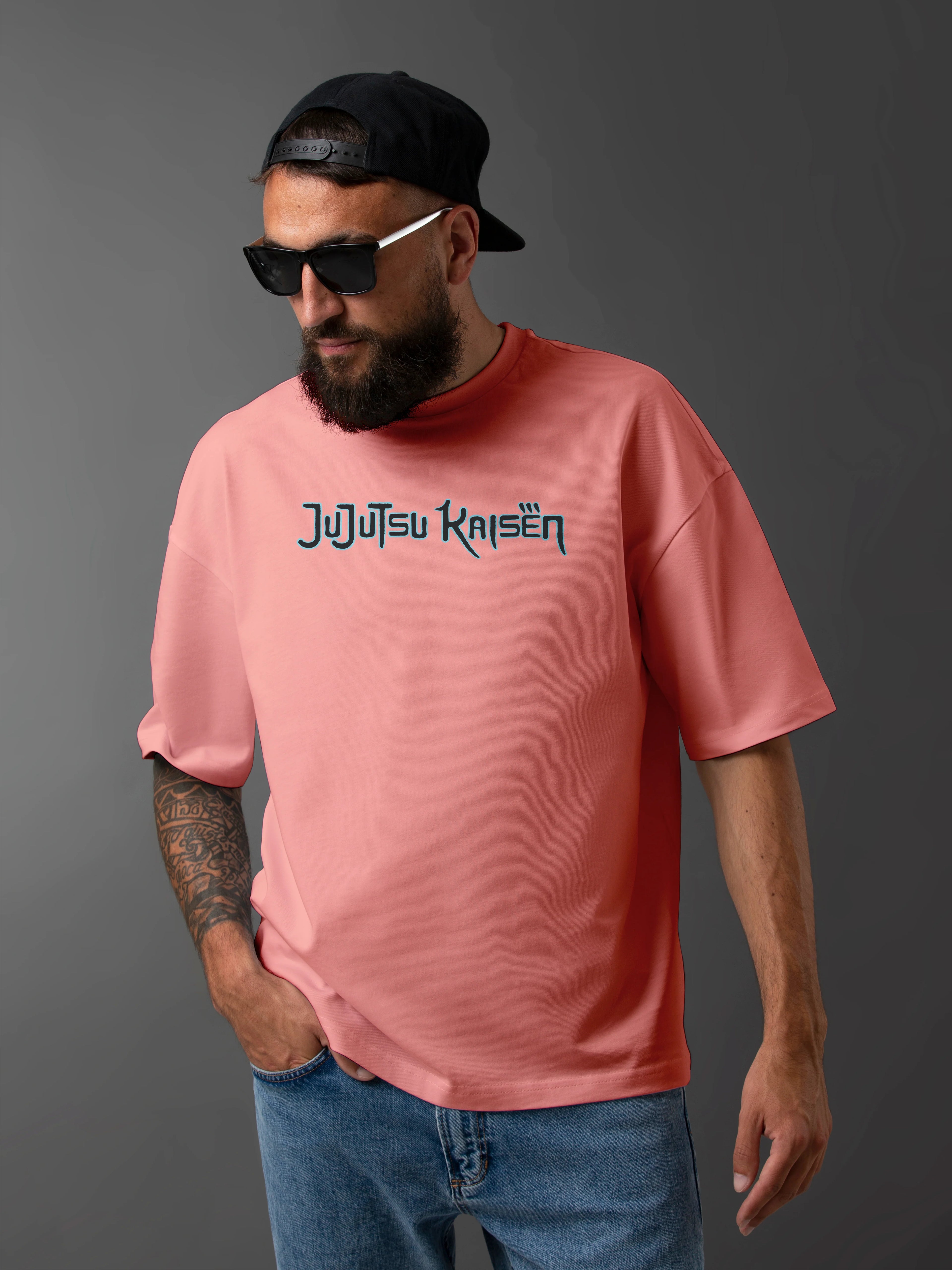 Men's Graphic Printed Oversized Cotton T-shirt: Jujutsu Kaisen Anime