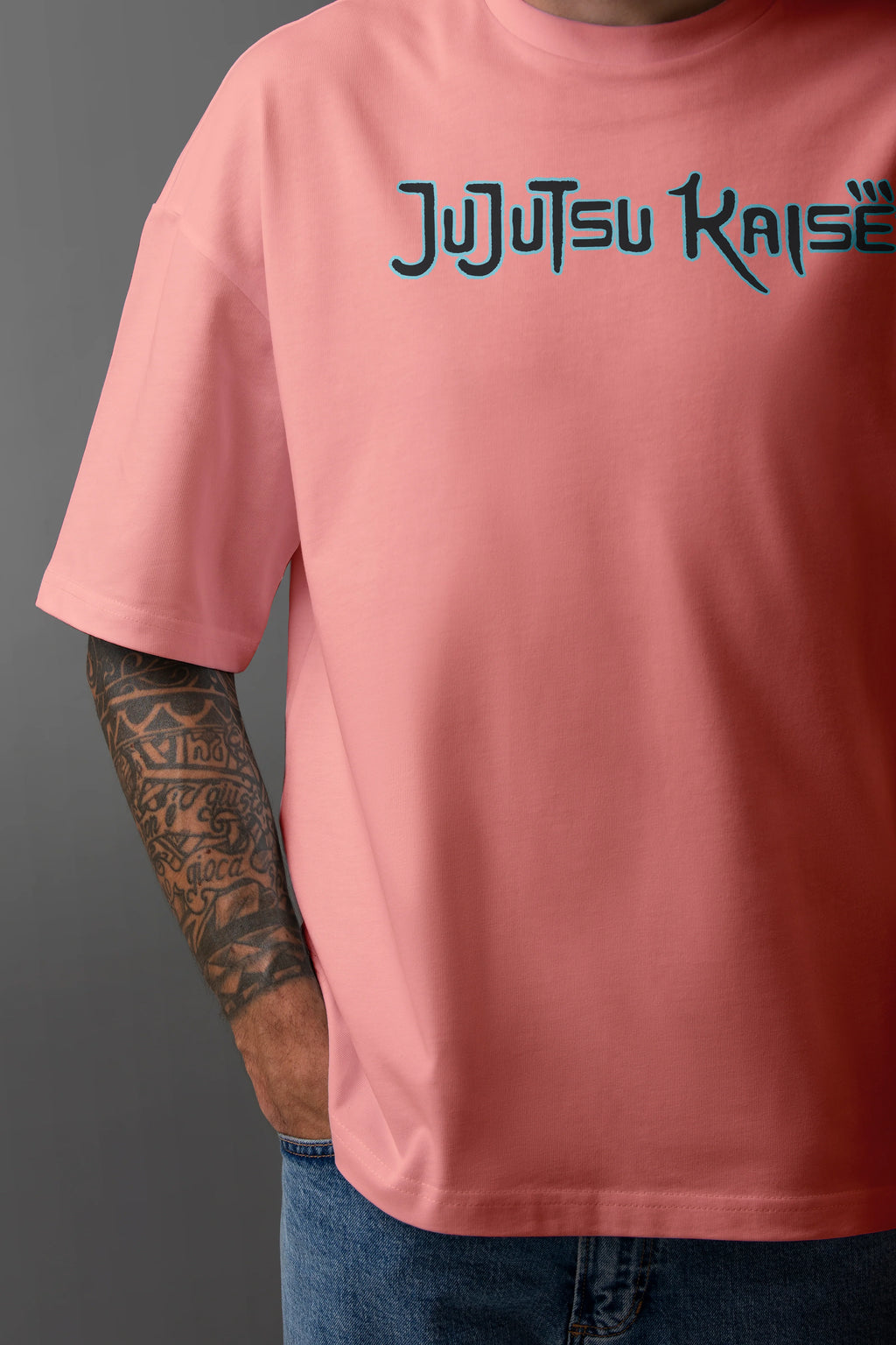 Men's Graphic Printed Oversized Cotton T-shirt: Jujutsu Kaisen Anime