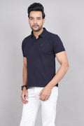 Men's Classic Solid Navy Polo Neck T-shirt