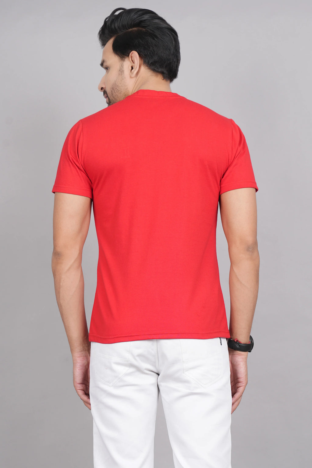 Men's Classic Solid Red Round Neck Tshirt