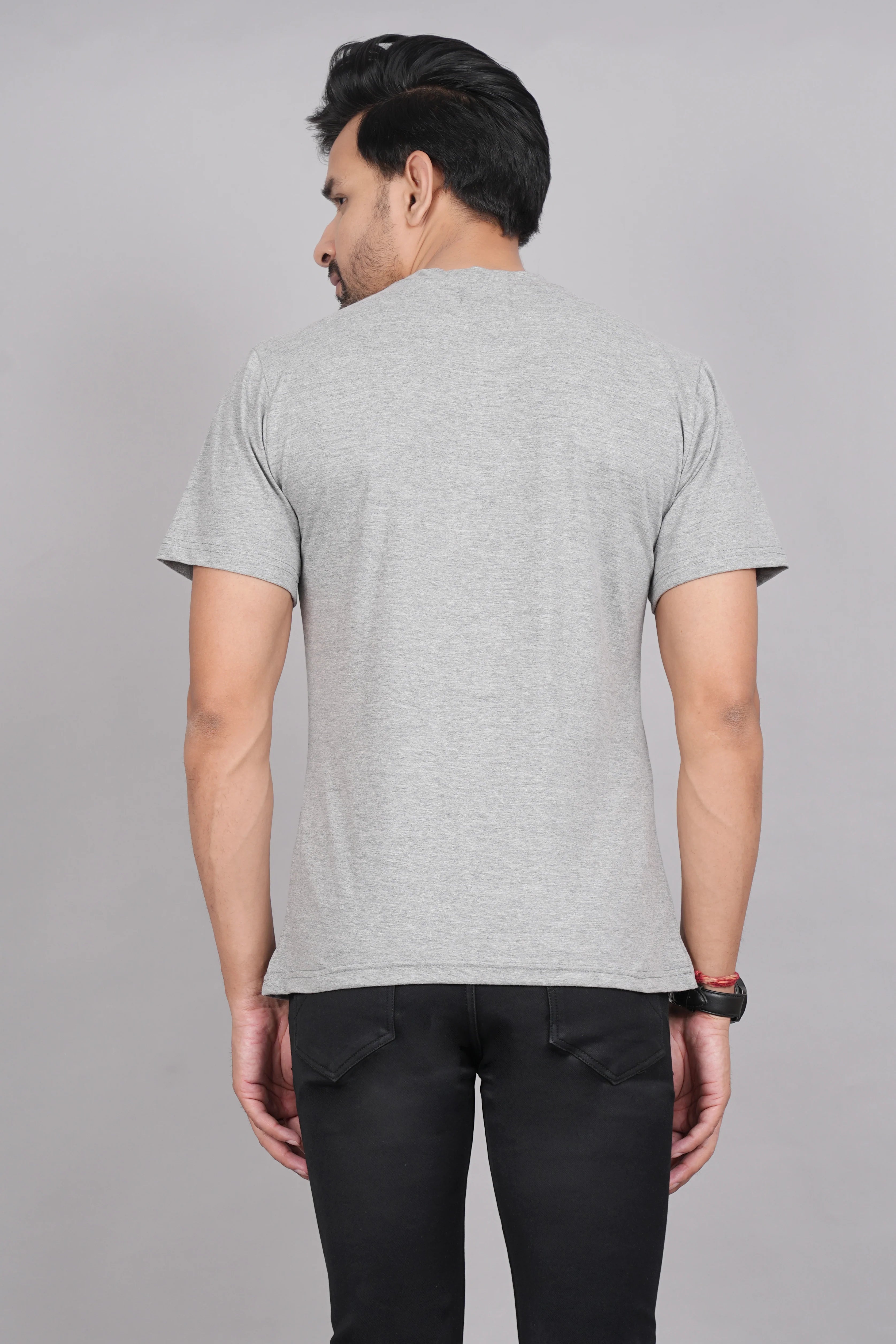 Men's Classic Solid Grey Round Neck T-shirt