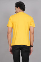 Men's Classic Solid Yellow Round Neck T-shirt