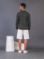 Men's Army Green 4-Way Lycra Zipper Jacket