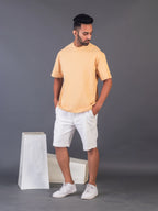 Men's Cotton Lycra Oversized Beige T-shirt