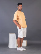 Men's Cotton Lycra Oversized Beige T-shirt