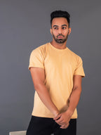 Men's Classic Solid Beige Round Neck T-shirt