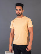 Men's Classic Solid Beige Round Neck T-shirt