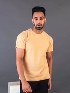 Men's Classic Solid Beige Round Neck T-shirt
