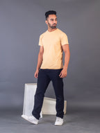 Men's Classic Solid Beige Round Neck T-shirt