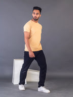 Men's Classic Solid Beige Round Neck T-shirt