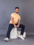 Men's Classic Solid Beige Round Neck T-shirt
