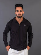 Men's Black 4-Way Lycra Zipper Jacket