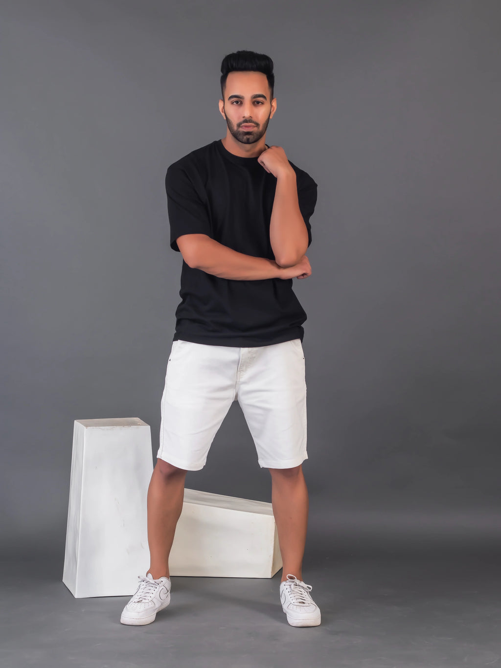 Men's Cotton Lycra Oversized Black T-shirt