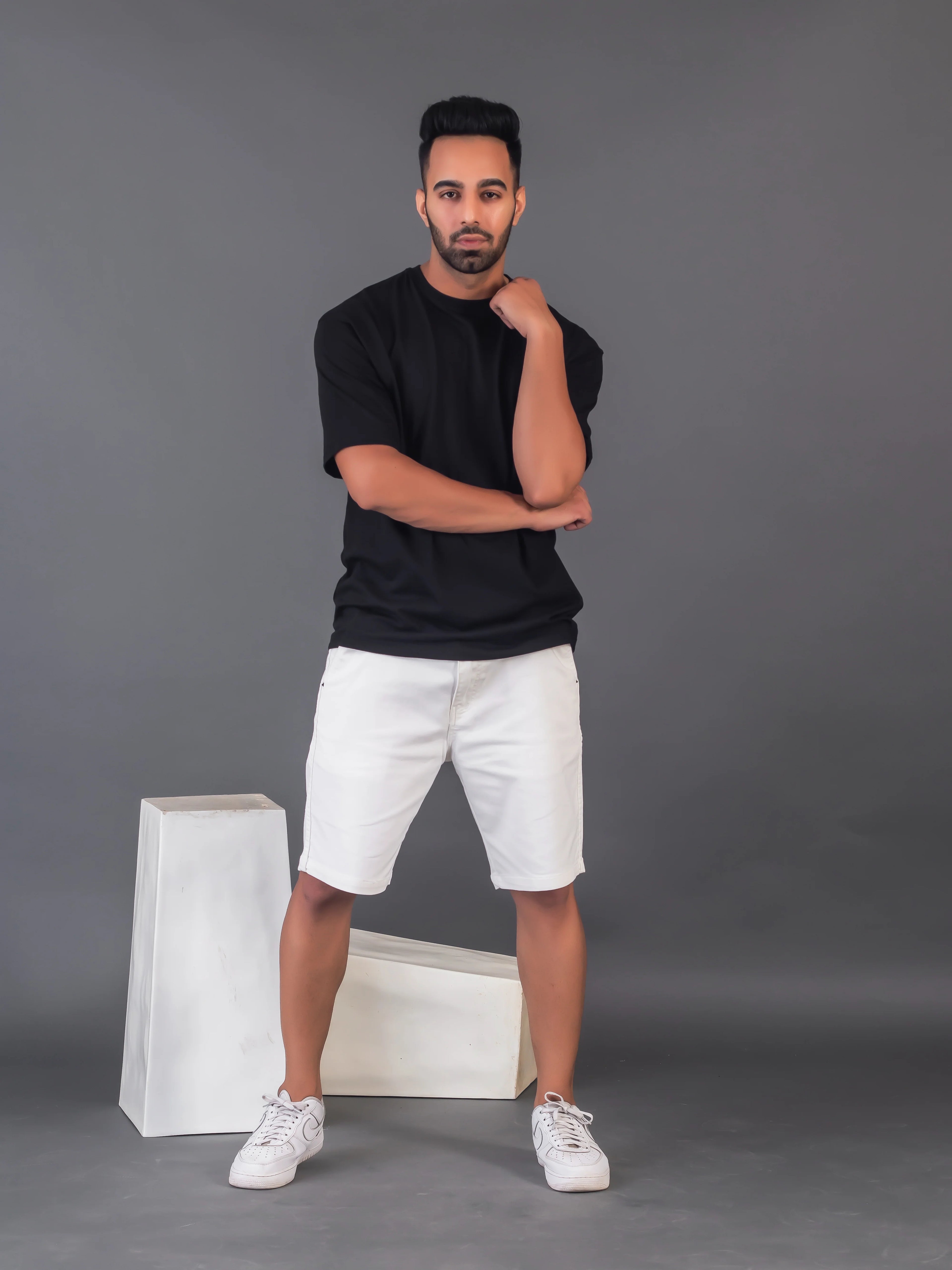 Men's Cotton Lycra Oversized Black T-shirt