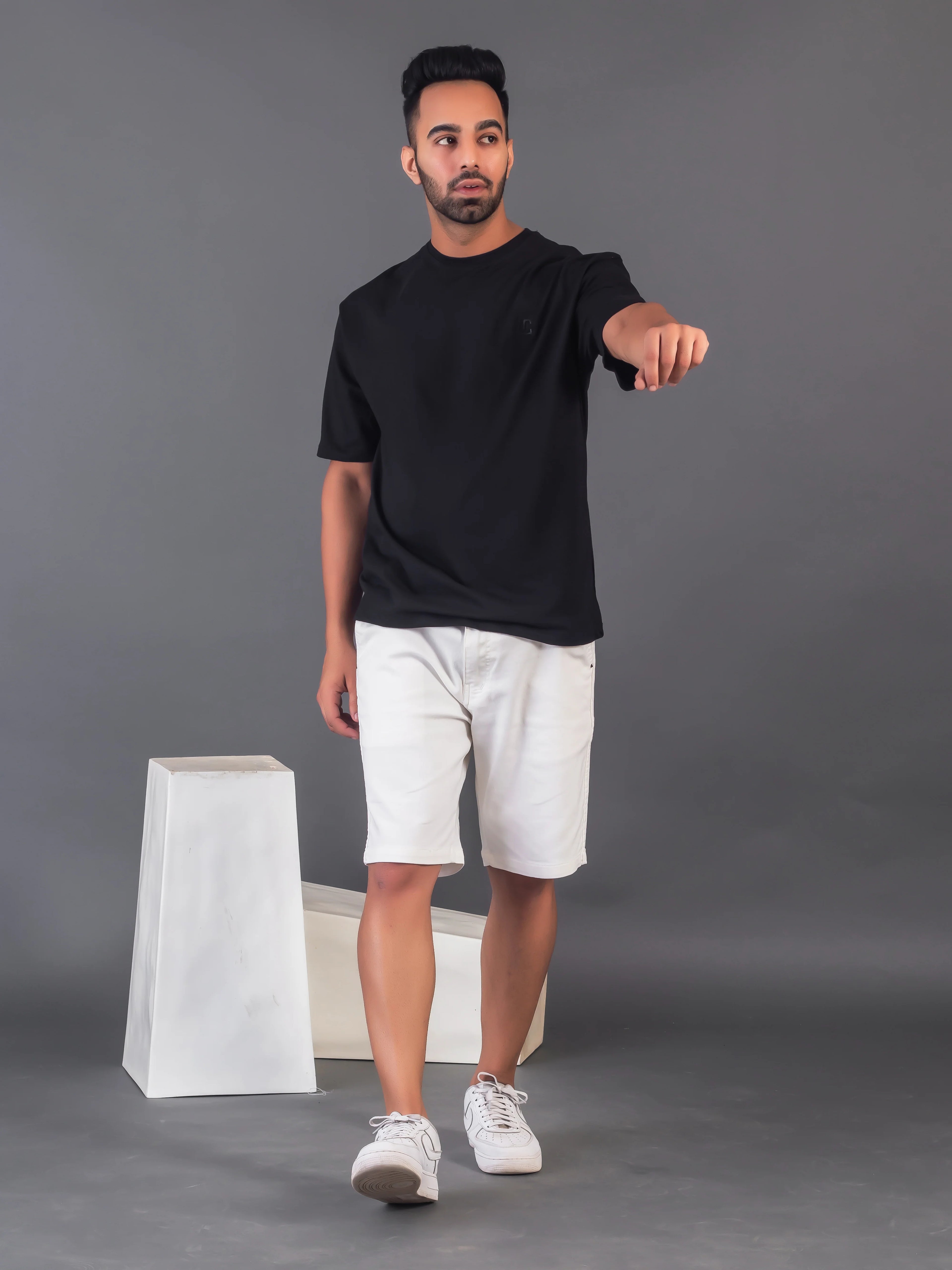 Men's Cotton Lycra Oversized Black T-shirt