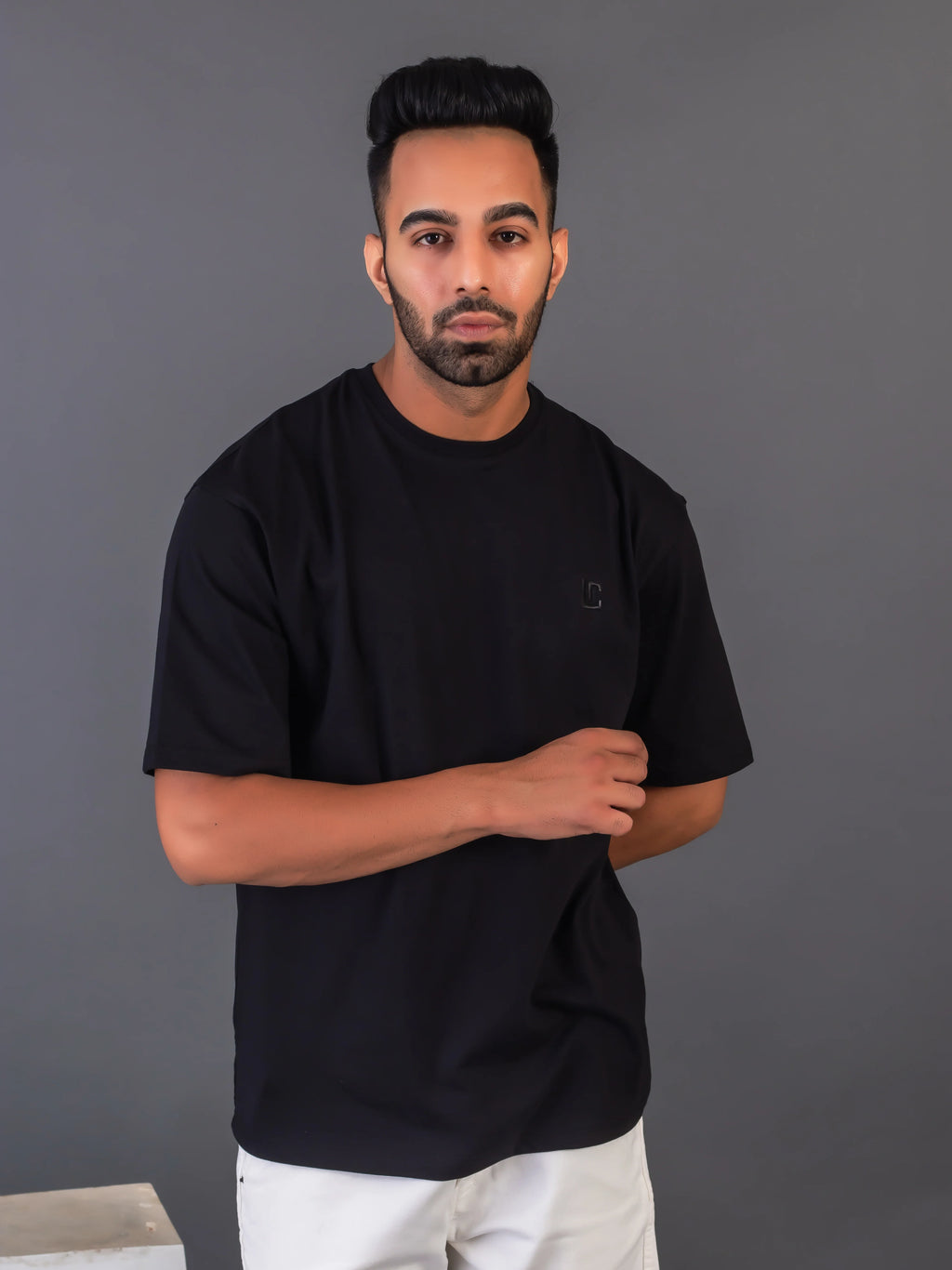 Men's Cotton Lycra Oversized Black T-shirt