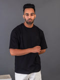 Men's Cotton Lycra Oversized Black T-shirt
