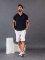 Men's Classic Solid Black Polo Neck T-shirt
