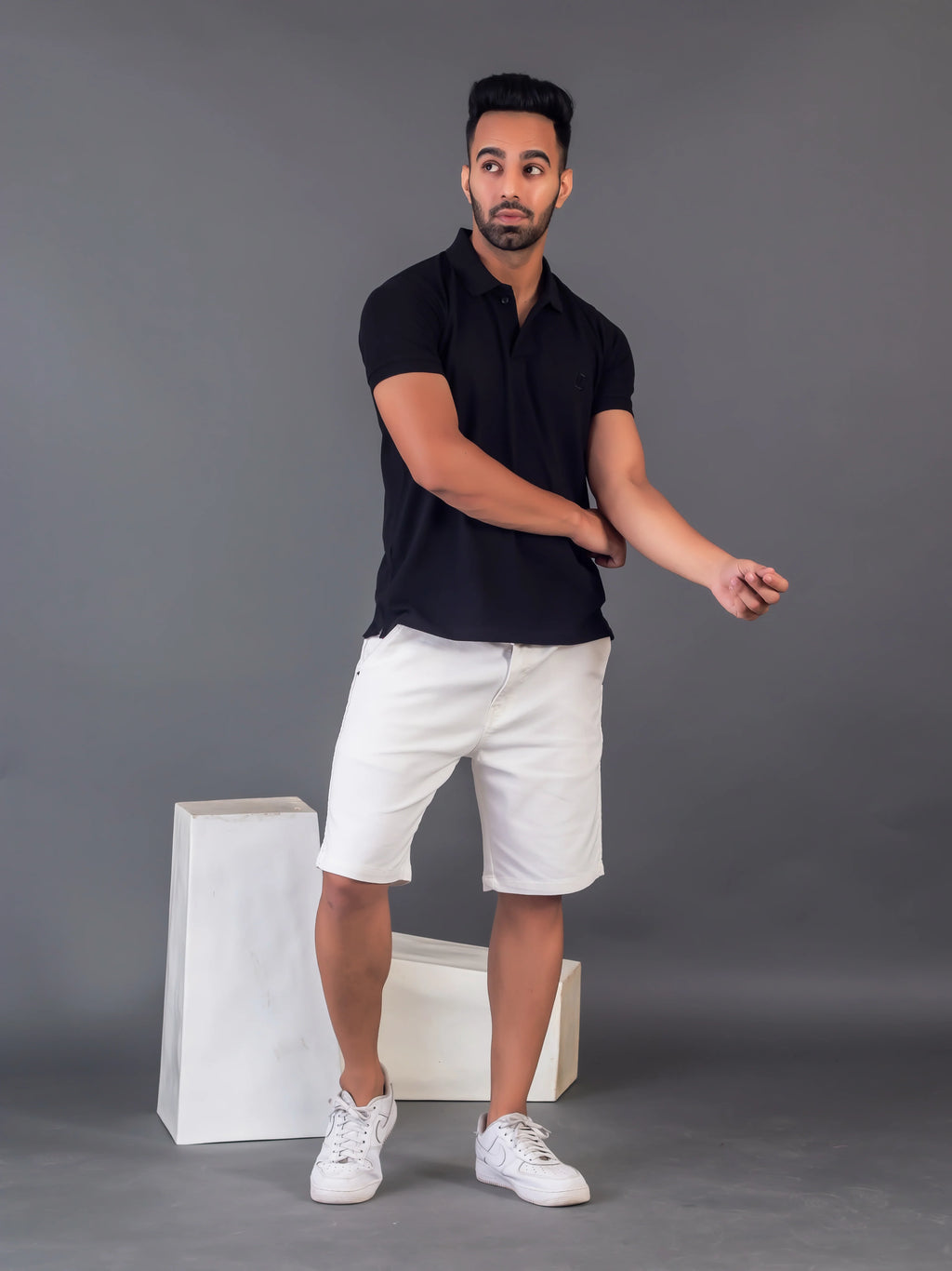 Men's Classic Solid Black Polo Neck T-shirt