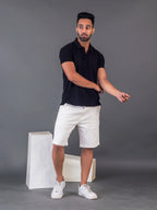 Men's Classic Solid Black Polo Neck T-shirt