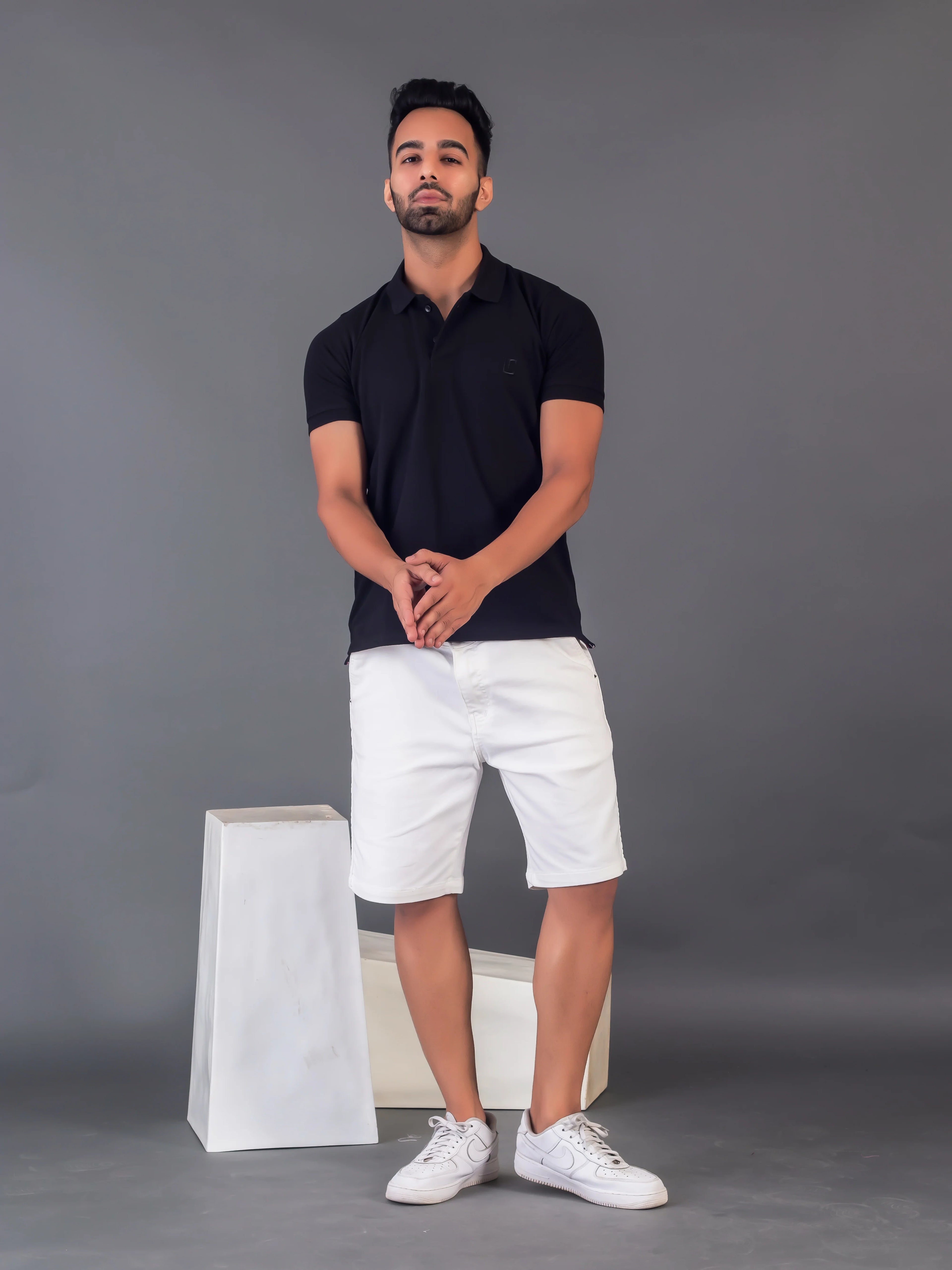 Men's Classic Solid Black Polo Neck T-shirt