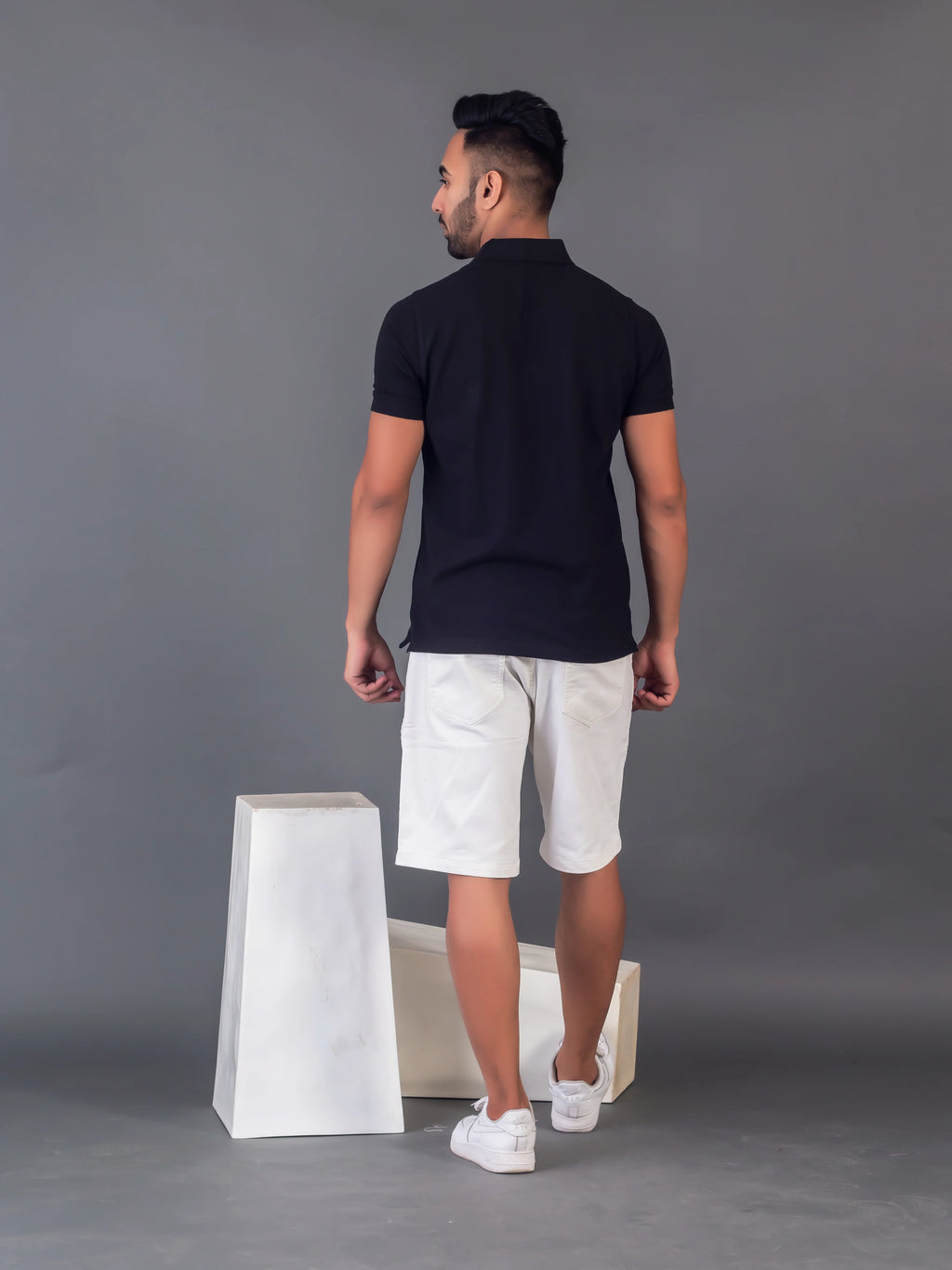 Men's Classic Solid Black Polo Neck T-shirt