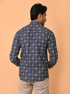 Men's Full Sleeves Ethnic Motifs Pattern Printed Cotton Shirt