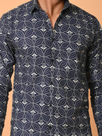 Men's Full Sleeves Ethnic Motifs Pattern Printed Cotton Shirt