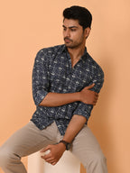 Men's Full Sleeves Ethnic Motifs Pattern Printed Cotton Shirt