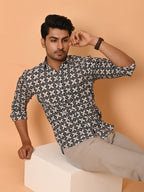 Men's Full Sleeves Geometric Pattern Printed Cotton Shirt