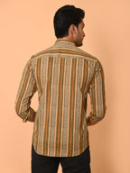 Men's Full Sleeves Ethno-Striped Pure Cotton Shirt