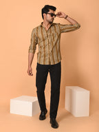 Men's Full Sleeves Ethno-Striped Pure Cotton Shirt