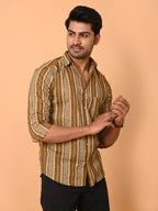 Men's Full Sleeves Ethno-Striped Pure Cotton Shirt