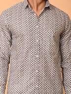 Men's Full Sleeves ZigZag Weave Printed Cotton Shirt