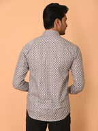 Men's Full Sleeves ZigZag Weave Printed Cotton Shirt